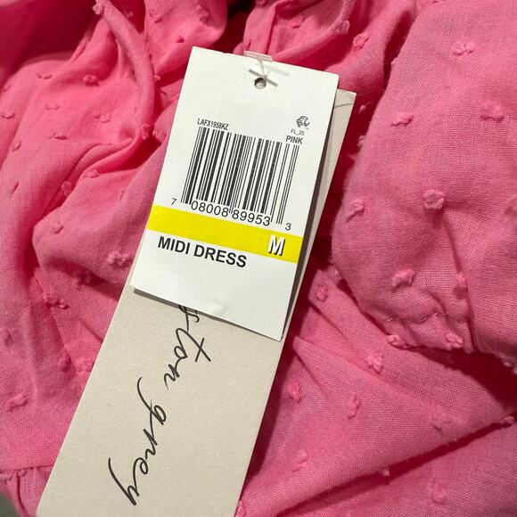 NEW Kingston Grey Pink Puff Sleeve Peasant Dress Size M Tiered Coquette Cottage - Picture 10 of 11